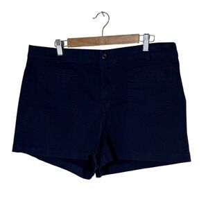 J.Crew Women Shorts Navy Blue 16 High Rise Cotton Stretch Chino Plus Size Preppy